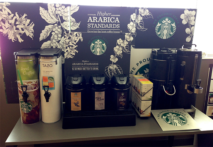Hotel coffee service with Botanical Illustrations, Starbucks Coffee Company