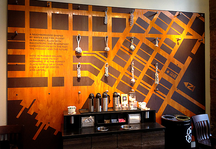 Map design for Pioneer Square Starbucks cafe.